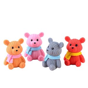 Scarf Wool Bear Doll Ornament Cartoon Pendant Miniature Figurines Accessory Fairy Garden Decoration Moss Micro Landscape Material DIY DH9566