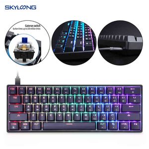GK61 SK61 61 Key Mechanical Keyboard USB Wired LED Backlit Axis Gaming Gateron Optical Switches For Desktop Dropship