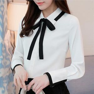 Women s Blouses Shirts Koreaanse Mode Zijde Dames Effen Turn Down Collar White Plus Size XXL Womens Tops and Ladies