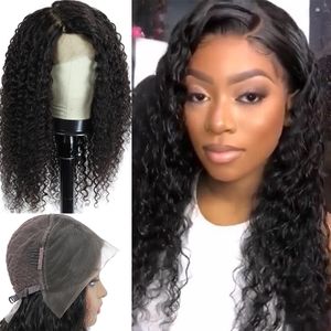 13x4 Front Brasilianska Wig Human Lace Closure Paryker med Baby Hair Pre Plocked Remy Curly