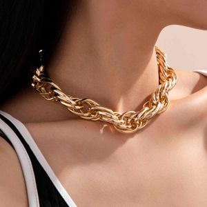 Punk Miami Choker Necklace chain Collar Statement Hip Hop Big Chunky Aluminum Gold Color Thick Chains Necklaces Women Jewelry