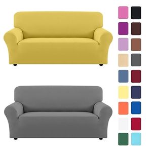 22 Solidne kolory Funda Sofa Elastica 1 2 3 4 Seater Sofa Chaise Cover Lounge 211116