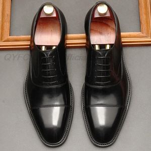 Luxury Handmade Men Oxford Shoes Genuine Leather Brown Black Round Head Lace Up Wedding Office Dress Shoes Formal Men Shoes