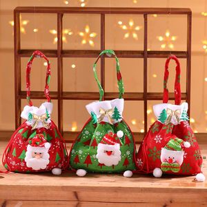 NewChristmas Drawstring Lembrança Saco Papai Noel Candy Sack Xmas Árvores Boneco de Neve Pendurado Decoração Sacos Sacos de Armazenamento LLE9095