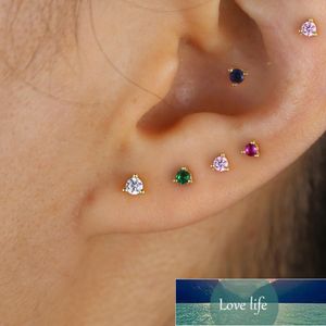 925 Sterling Silver Minimalistisk Tiny Cz Stacking Stack Stud Örhängen Kvinnor Tjej Delikat Multi Piercing Gulligt Härligt Party Smycken Fabrikspris Expert Design