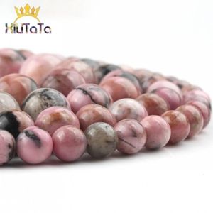 AAA Natural Stone Black Lace Rhodonite Round Gem Loose Beads For Jewelry Making DIY Bracelet Accessories 15'' 6 8 10 12mm
