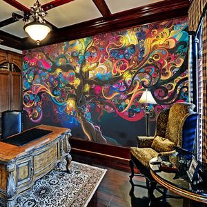 カスタム壁画壁ヨーロッパ3Dステレオスピック壁紙バーKTVカフェ抽象アートマネーツリー壁画装飾防水