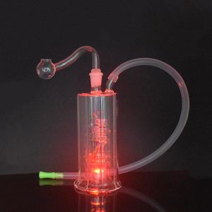 LED Cam Su Borusu Renk Değişimi Işık Dab Petrol Teçhizatı Bahar Percolater Taşınabilir Shisha Nargile Kül Alıcı ile 10mm Erkek Yağ Burner Borular