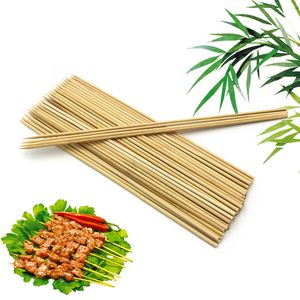 25 cm / 9,8 pollici 90 pz / lotto Bamboo BBQ Spiedino Cibo Carne Barbecue Strumenti Barbecue Spiedini Shish Kebab Party Bastoncini lunghi usa e getta Catering Grill Camping JY0452