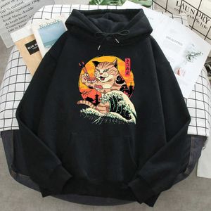 Kultur Ukiyoe Ramen Welle Druck Sweatshirts Mann Fleece Casual Hoodies Hoody Neue Ankunft Herren Hip Hop Straße Lose Kleidung Top h0909