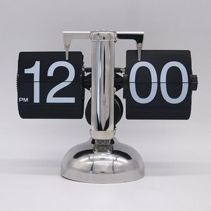 Wholesale small table legs for sale - Group buy Desk Table Clocks Small Balance Engraved Automatic Page Turning Clock Living Room Retro One leg Flip Classic