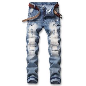 2021 New Fashion Design Causale Denim Pantaloni Plus Size 42 Skinny Uomo Blue Jeans pantalon homme X0621