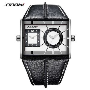 Sinobi marca múltipla fuso horário homens moda relógios exclusivos design de couro masculino relógio relógio relógio relogio masculino q0524