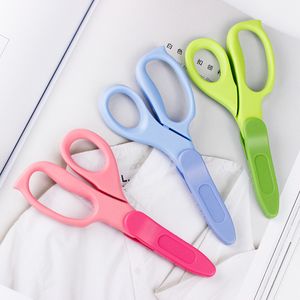 1pc Left or Right Handed Design Children DIY Student Scissors Standard Paper-cutting Tools Safe Flat Angle Blade Green Pink Blue