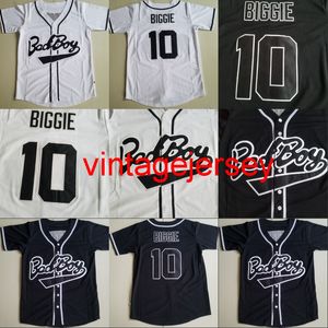 Maglia da baseball Biggie SMALLS # 72 BAD BOY Notorious Big Movie Jersey Ricamo cucito Bianco Nero Alta qualità