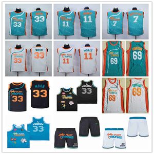 Man Semi Pro Movie Flint Tropics Basketball-Trikots 33 Jackie Moon 7 Coffee Black 11 ED Monix 69 Downtown Green White Black Blue Pocket Shorts