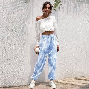 Kobiety Długie Spring Wiosna Lato Luźny Dye Tie Kobiety Spodnie Dwuśnione Oversized Joggers Streetwear High Paisted Spodnie 210524