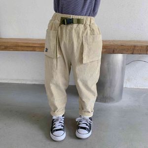 Winter boys fashion corduroy pants children warm thick casual solid color 1-6Y 210508