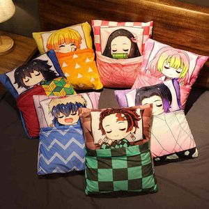 Demon slayer anime plysch fylld kudde söt djävulens blad manga docka kudde kimetsu ingen yaiba tanjirou nezuko plysch pillow aa220314