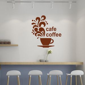 Adesivi murali Coffee Shop Sticker Fagiolo Tè al latte Decal Cafe Cup Art Decalcomanie Decor Decorazione murale Rompi vetro CA1007