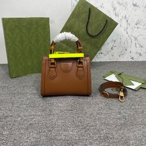 Lady Tote Umhängetasche aus Bambus, DIANA, Designer-Handtasche, Schultertasche aus Leder, kleine und Mini-Größe