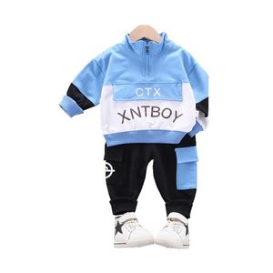 Yeni Bahar Sonbahar Bebek Erkek Kız Giyim Çocuk Pamuk Spor Ceket Pantolon 2 adet / takım Toddler Moda Kostüm Çocuklar Spor X0902