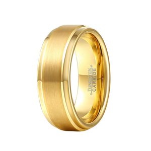 Wholesale (3pieces/lot) Affordable Jewelry 8mm Tungsten Steel Carbide Wedding Gold Color Rings for Couple