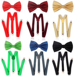 Solid Men Bow Tie e Suspens Insiemi Camicie classiche Legame per cravatte a farfalla cravats