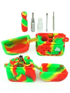 Neues Design, Lieferung, Rauchpfeifen-Set, Silikon-Rauchglasbehälter, Dab-Rig-Werkzeuge, Glaspfeifen-Set mit Wasserschale für Tabakzubehör