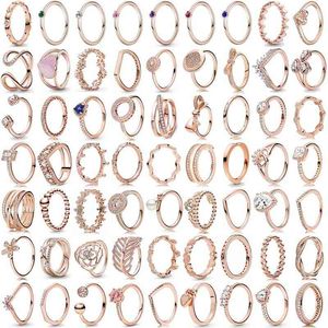 Wholesale sterling silver rose rings for sale - Group buy New Sterling Silver Pandora Ring Rose Allure Enchanted Crown Light As a Feather Padlock Love Heart for Women Jewelry