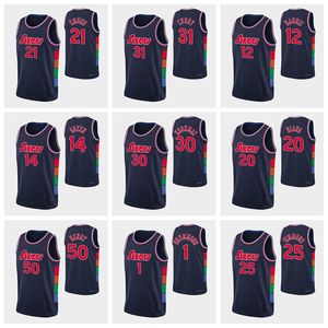 genähtes individuelles HERREN Andre Drummond Aaron Henry Seth Furkan Korkmaz Ben Matisse Thybulle Joel Danny Green Isaiah Joe 75. 2021-22 Basketball Navy Jersey