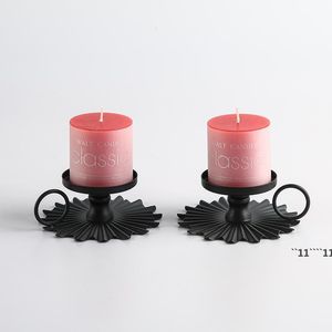 Retro Iron Taper Candle Holder Svart Ljusstakehållare Stearinljus står för Halloween Jul Matsal Hem vid havet RRE11206