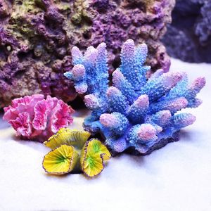 Süslemeler Akvaryum Rockery Peyzaj Seti Simülasyon Reçine Coral Dekoratif Süsler Reef Acuario Aquario Akwarium