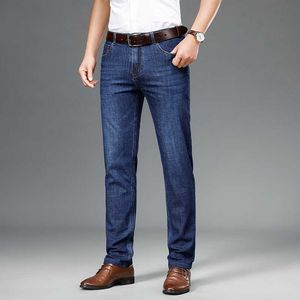 Vår sommar män jeans företag smal passform jeans byxor för affärsbyxor män Jean blå och svart färger S6020 29-40 210622