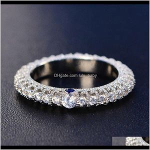 Par Ringar Smycken Drop Leverans HBP Fashion 2021 Höst Noble Luxury Womens Ring Full av Diamond, Utsökt Carving och Blue Inlay Bhopf