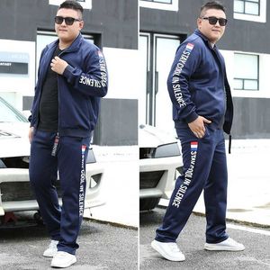 Män som kör uppsättningar Höst Sportkläder 140kg Sport kostym Sweatshirt Sweatpants Mens kläder 2 stycken Stickar Jogging Tracksuit 211006