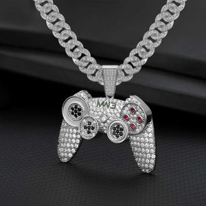 Hip Hop Iced Out Chain Pendant Necklace Gold Silver Color Punk Game Controller Handle Rhinestones Cuban Link Chain Necklaces Men X0707