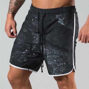 Camouflage 3D Print Side Striped Men Running Shorts Quick Dry GYM Sport Fitness Jogging Workout Shorts Men Sports Short Pants X0628