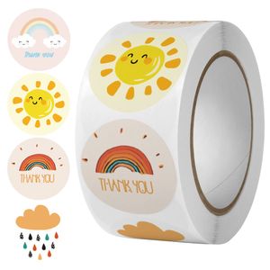 500 st / rulle barns tecknade etiketter klistermärken semester roliga solblomma klistermärken ins stil DIY hantverk dekoration tätning tack