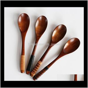 Spoons Flatware Kitchen, Dining Bar Home & Garden Drop Delivery 2021 20*4Cm Natural Freshness Wooden Japanese-Style Tableware Long-Handled Wr