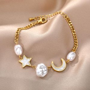 Charme Armbänder Nette Reizende Stern Mond Perle Für Frauen Unuaual Geschenke Mädchen Süße Schmuck Weibliche Einfache Persönlichkeit Armband