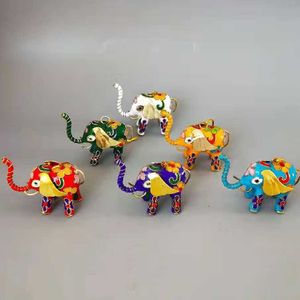 6 Sztuk Cloisonne Emalia Filigran Fancy Elephant Charm Brelok Party Powrót Goście Gifts Chiński Handcrafts Kolorowe Zwierząt Holder Biżuteria