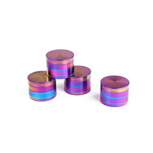 Magic Color Smoke Grinder Drumtyp 4 Layer 50mm Metall Zinc Alloy Tobaccs Rökning Tillbehör Tobak Crusher Flat YL594