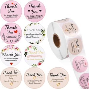 Confezione regalo 500 pezzi / rotolo 2,5 cm 3,8 cm Adesivo sigillo di ringraziamento personalizzato per etichetta di imballaggio decorazione busta