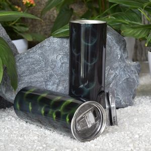 20 uncji Sublimacja Prosto Tumbler 3D Dazzle Color Tumblers Peacock Wzór Glitter Przeniesienie ciepła Ze Stali Nierdzewnej Ze Stali Nierdzewnej 2-Warstwy Kubki Izolowane Kubki