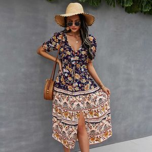 Resort Style Dresses Boho Dress Summer Sundresses Vintage Pareo Beach for Girls Sundress Clothing Exotic Femme Robe Clothes Maxi 210712