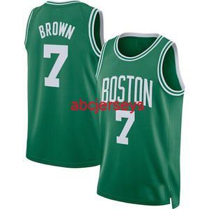 Jaylen Brown #7 Green Diamond Swingman Jersey Nakış Basketbol Forması XS-5XL 6XL