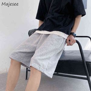Shorts Men Summer Chic Knee-length Loose Casual Joggers Beach Wear Fashion Solid Simple Daily Clothing Popular Retro New Arrival G220223