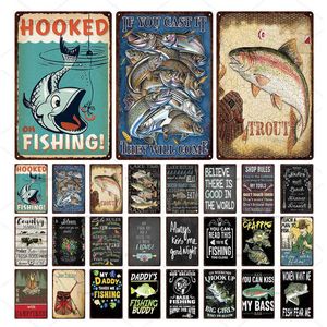 Wholesale sticker signs for walls for sale - Group buy Rules Tin Fishing Sign Vintage Metal Plate For Wall Poster Farm Art Decoration Retro Stickers Plaquesa