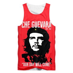 Regatas Masculinas Tamanho UE 3D Herói do Comunismo Cubano Top Masculino Camisa Sem Mangas de Verão Che Guevara Streetwear Colete Casual Engraçado